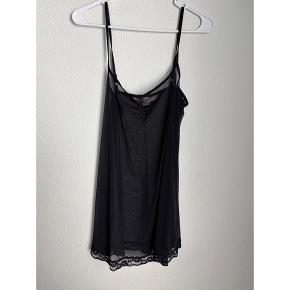 Victoria's Secret Other - Victoria's Secret Black Sheer‎ Mesh Lace Trim Chemise Nightie Small Made in USA